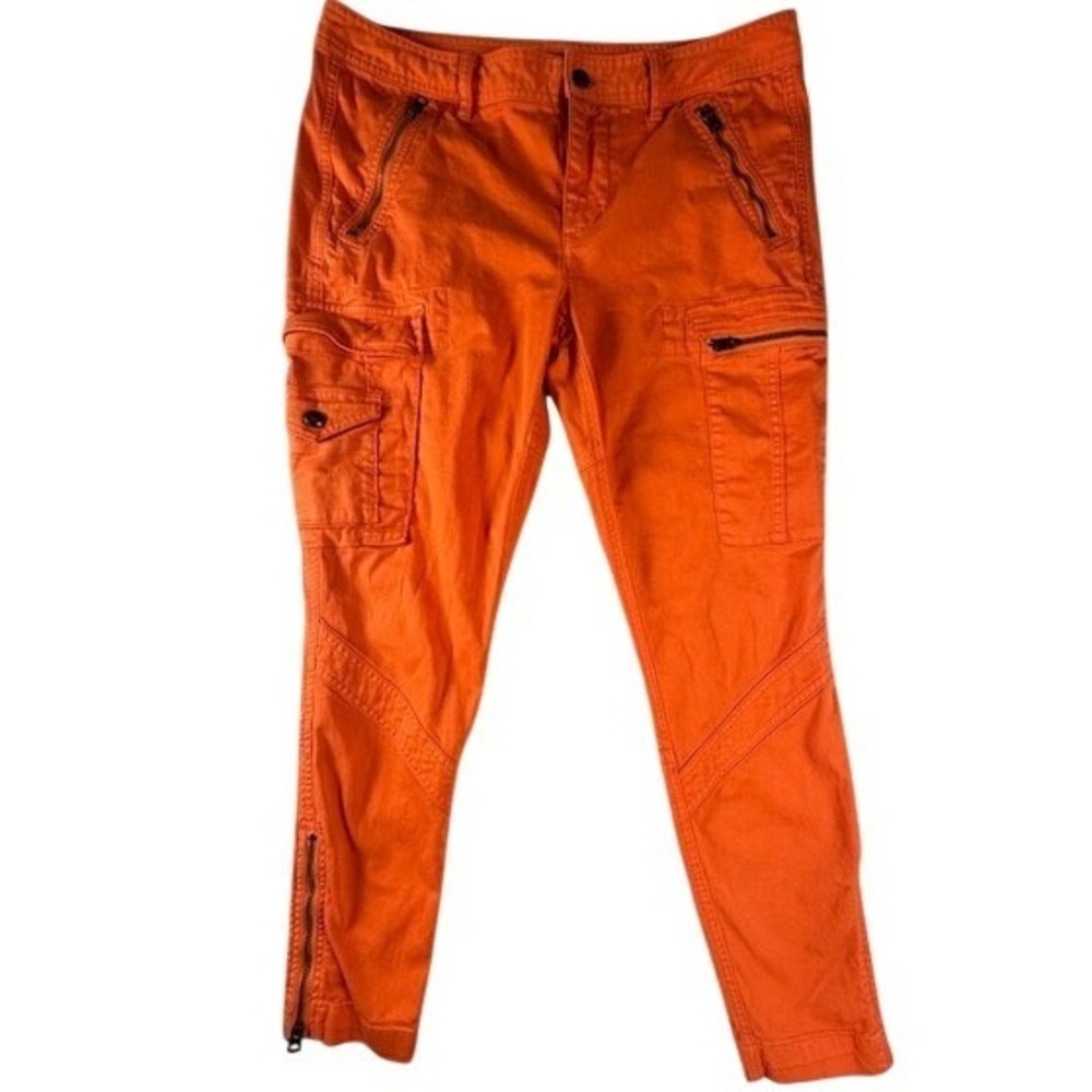 Polo Ralph Lauren Cargo Pants Womens 14 Orange Slim Utility Zipper Trousers